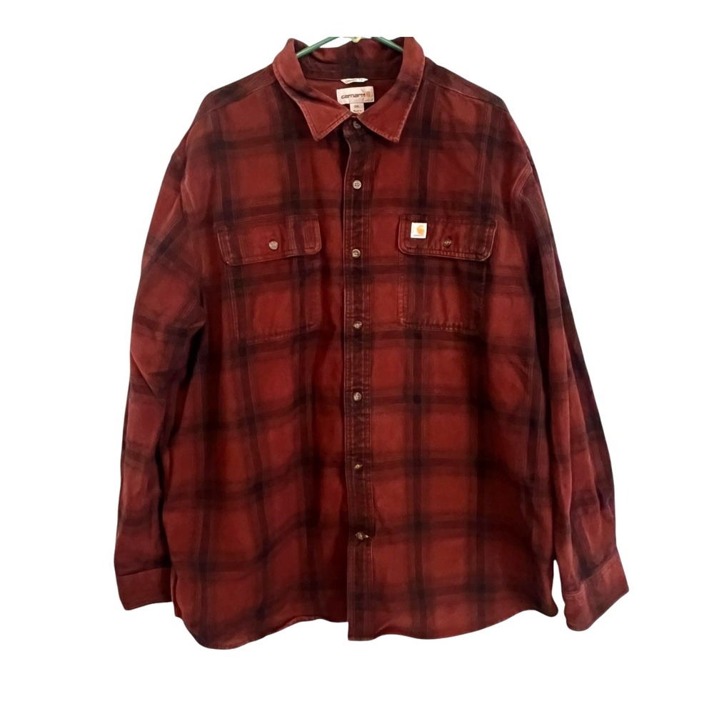 Carhartt Men's 2XL Plaid Flannel Original Fit Button‎ Up Work Shirt Heavy Weight